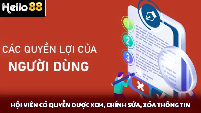 Hội viên có quyền được xem, chính sửa, xóa thông tin
